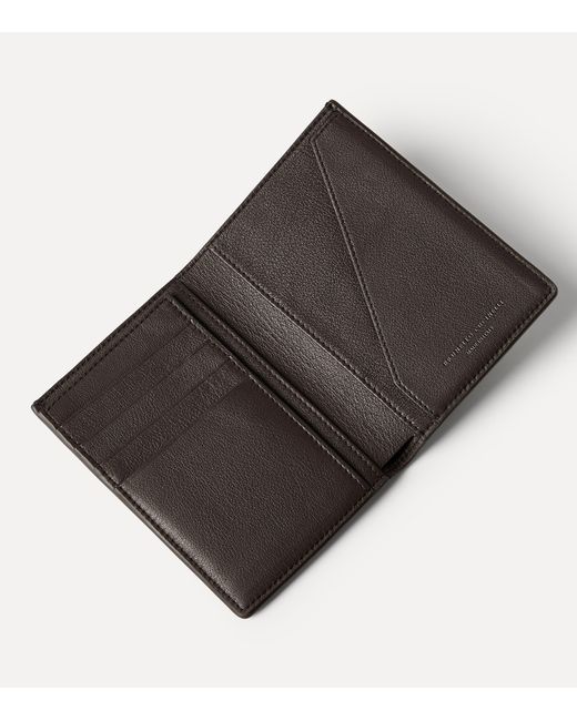 Brunello Cucinelli Black Leather Bifold Card Holder for men