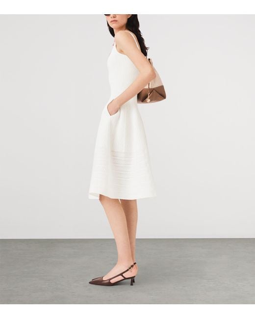 Maje White Embellished Knit Midi Dress