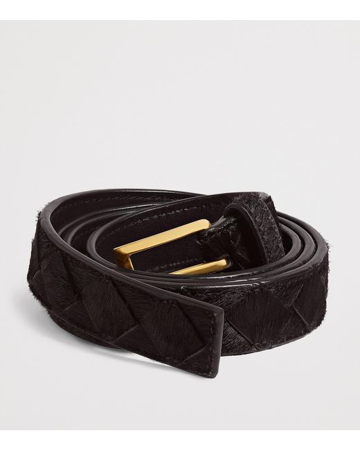 Bottega Veneta Black Pony Hair Solo Belt