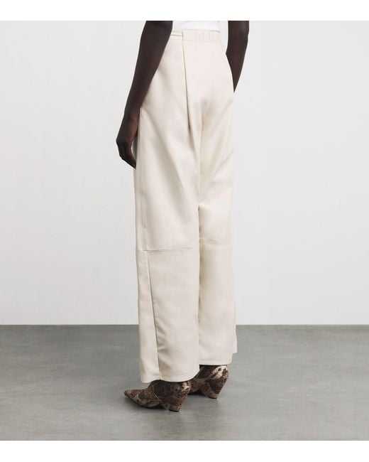 Lauren Manoogian White Nappa Leather Wide-Leg Trousers