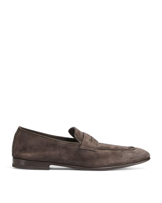 Zegna Brown Suede L'asola Loafers for men