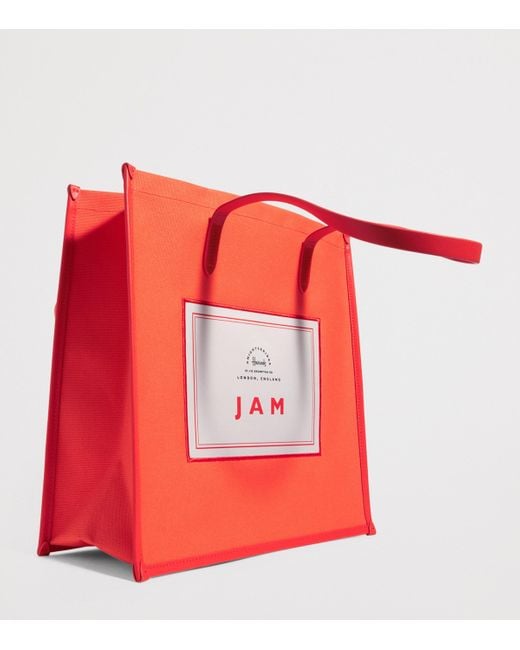 Harrods Red Cotton Jam Condiments Shopper Bag