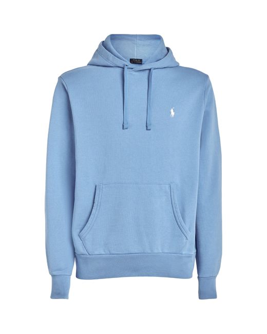 Polo Ralph Lauren Blue Cotton Loopback Fleece Polo Pony Hoodie for men