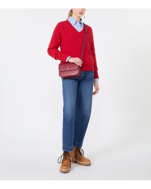 Weekend by Maxmara Red Alpaca-Blend V-Neck Sweater