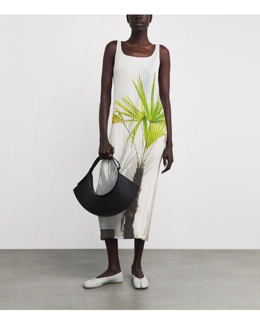 Issey Miyake Metallic Urban Jungle Pleats Midi Dress