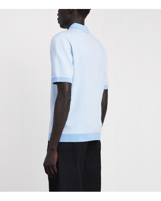 Casablanca Blue Cotton Pinstripe Polo Shirt for men