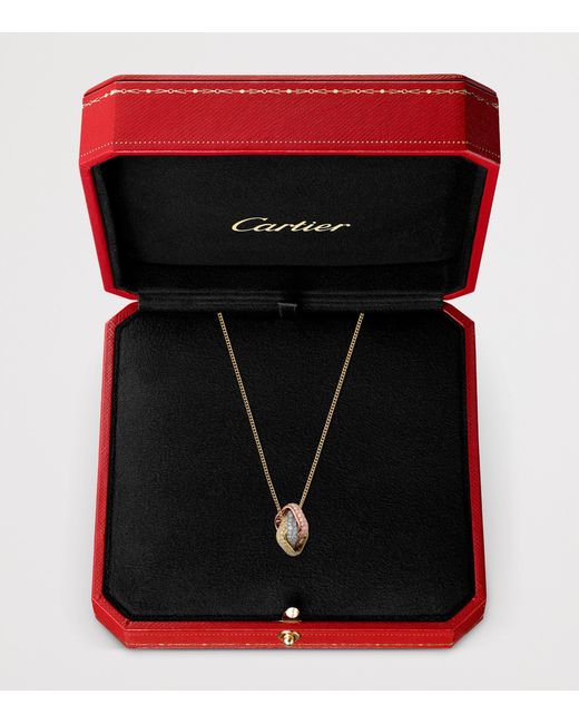 Cartier Metallic Mixed And Diamond Trinity Box Necklace