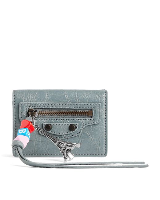 Balenciaga Blue Lambskin Le City Mini Wallet