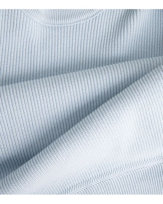 Stone Island Blue Cotton Rib-Knit Compass Sweater for men