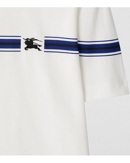 Burberry White Cotton Stripe T-shirt for men