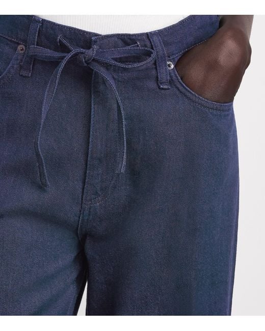 Rag & Bone Blue Drawstring Phoebe Wide-Leg Jeans
