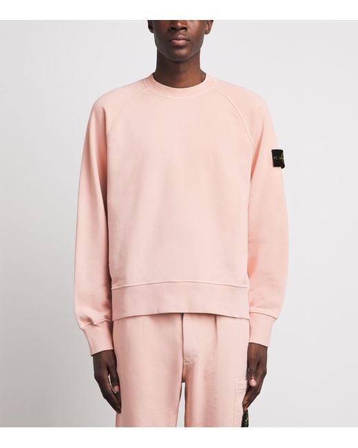 Stone Island Pink Cotton Compass Logo Sweatshirt for men