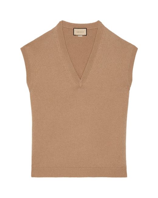 Gucci Brown Fine Cashmere V-neck Sweater