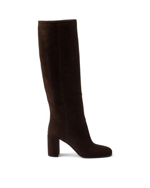 Prada Black Suede Knee-High Boots 55