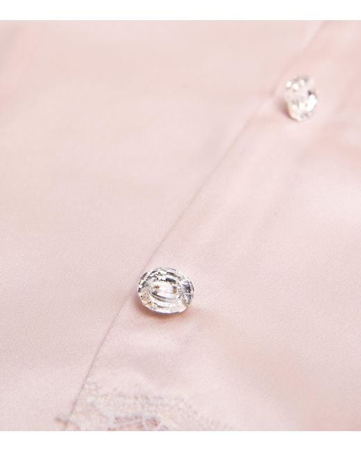 Manitu Pink Silk Lace-Trim Luella Pyjama Set