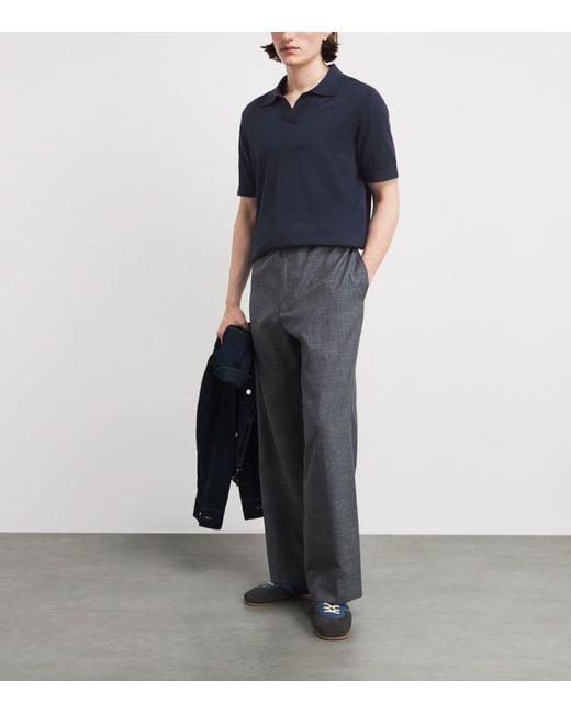 NN07 Blue Cotton-Linen Ryan Polo Shirt for men