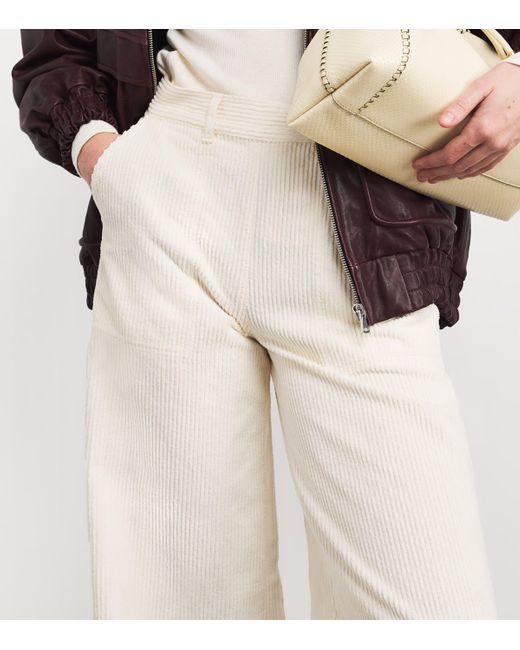 MAX&Co. White Corduroy Wide-Leg Trousers