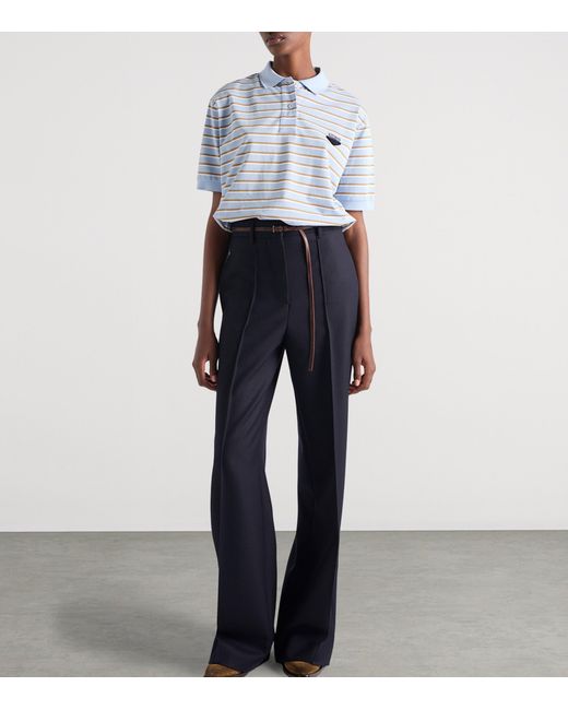Prada Blue Stripe Cropped Polo Shirt