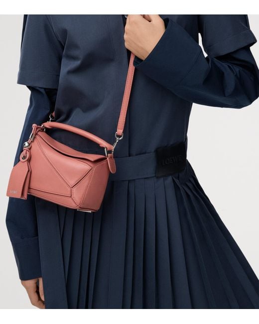 Loewe Pink Mini Leather Featherlight Puzzle Top-Handle Bag