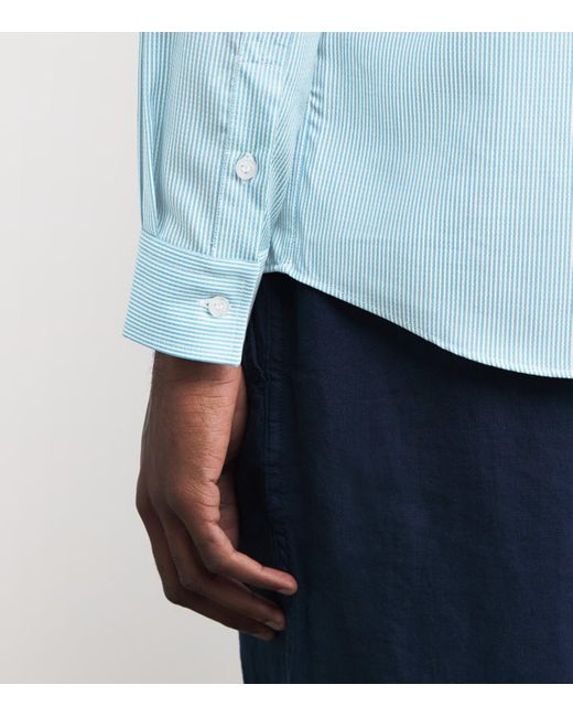 Vilebrequin Blue Wool-Blend Stripe Rayures Shirt for men