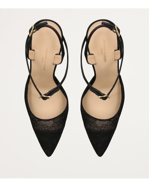 JENNIFER CHAMANDI Black Lace Vittorio Slingback Pumps 105