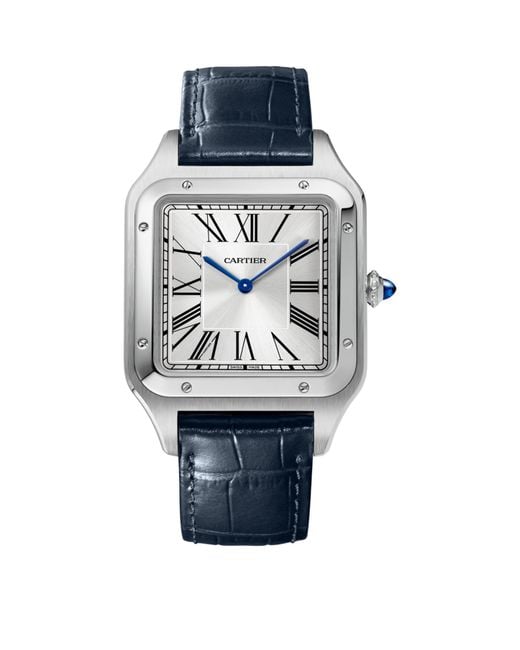 Cartier Blue Stainless Steel Santos-Dumont Watch for men