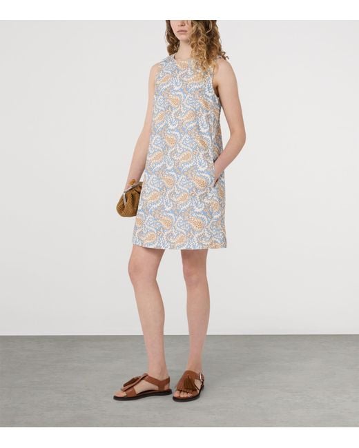 Weekend by Maxmara White Cotton-Blend Floral Print Mini Dress