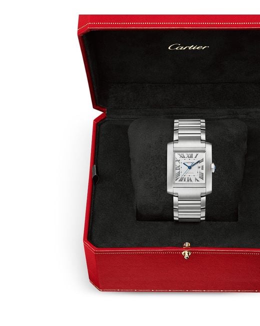 Cartier Gray Large Steel Tank Française Watch