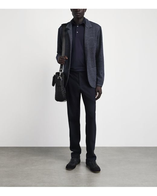 Paul & Shark Blue Virgin Wool-Linen Knitted Overshirt for men
