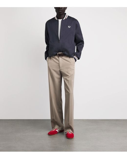 Fred Perry Blue Cotton Tennis Bomber Jacket for men