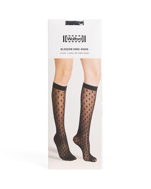 Wolford White Blossom 20 Knee-High Stockings