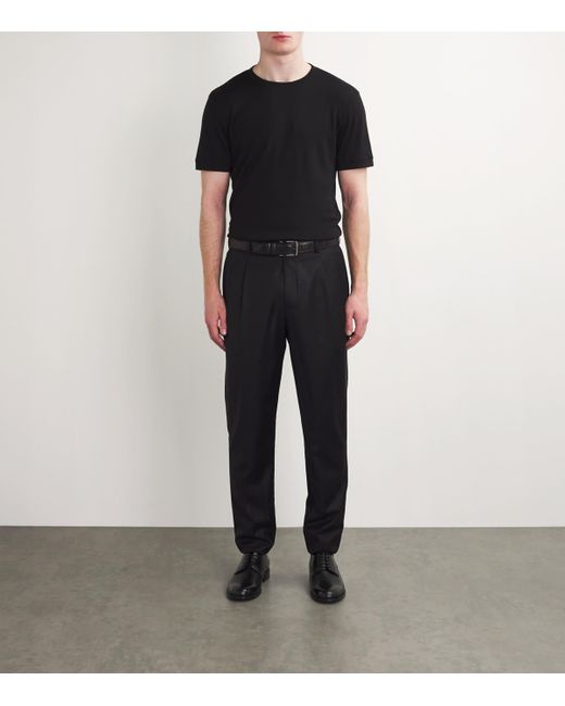 Giorgio Armani Black Virgin Wool Tailored Trousers for men