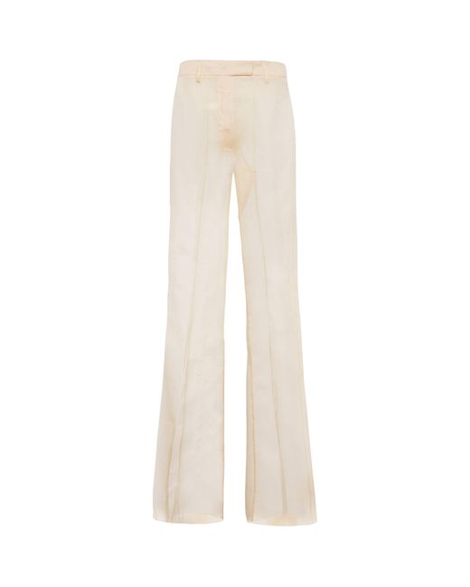 Prada White Silk Organza Tailored Trousers
