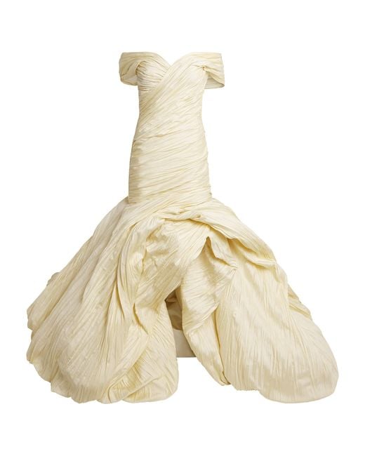 Marmar Halim Women's Natural Taffeta Off-The-Shoulder Yuliet Gown Marmar Halim Women's Natural Taffeta Off-The-Shoulder Yuliet Gown