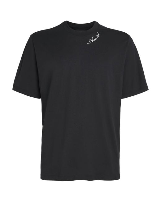 Amiri Black Cotton Script T-Shirt for men