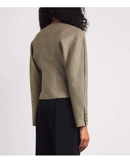 Alessandra Rich Green Prince Of Wales Wool Jacket