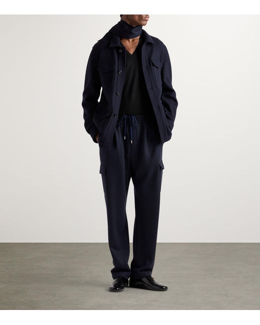 Prada Blue Cashmere-Wool Cargo Sweatpants for men