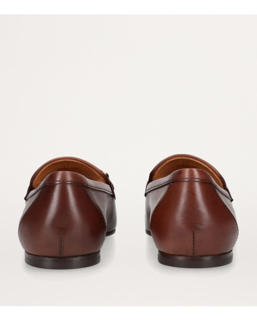 Tod's Brown Leather Chain-Detail Loafers