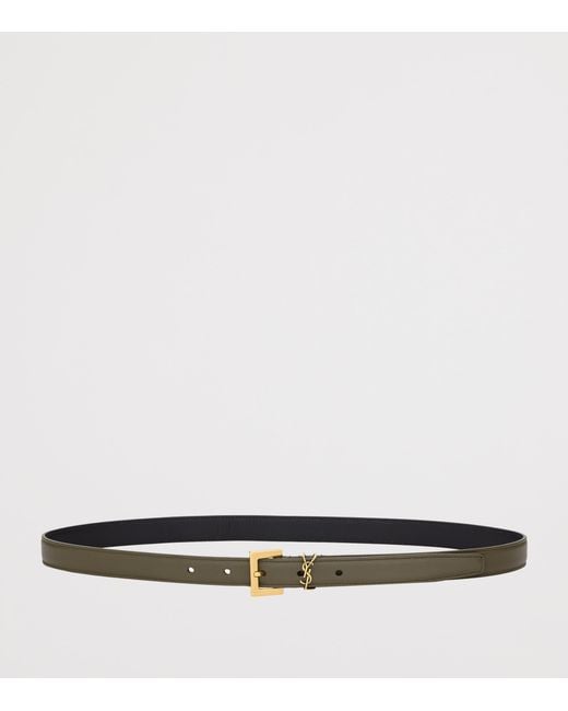 Saint Laurent Natural Leather Monogram Belt