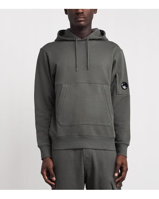 C P Company Gray Cotton Goggle-Pocket Hoodie for men