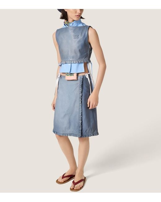 Miu Miu Blue Nappa Leather Cropped Top