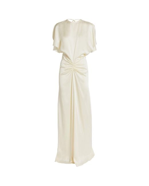 Victoria Beckham White Gathered-waist Maxi Dress