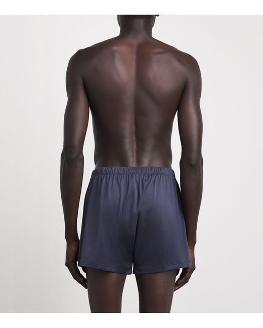 Hanro Blue Cotton Boxer Shorts for men