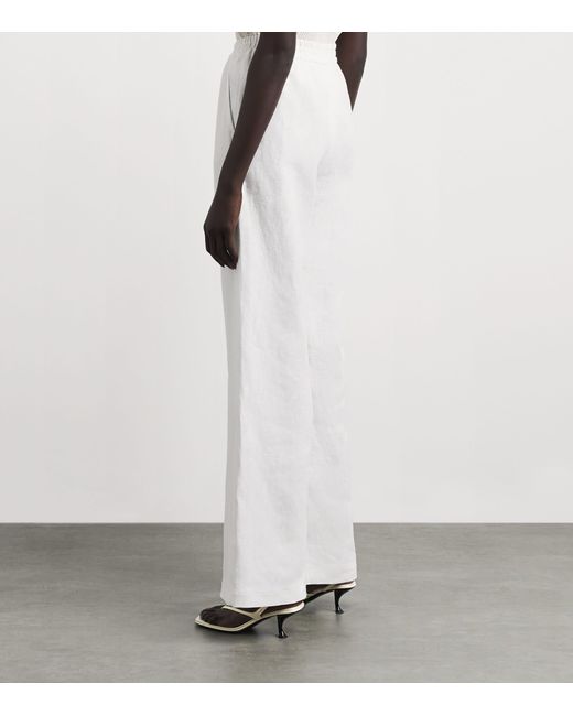 Eleventy White Linen Elasticated Trousers