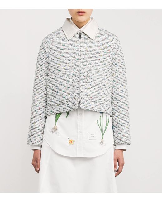 Thom Browne White Tweed Sequin Jacket