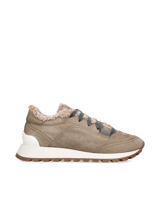 Brunello Cucinelli Natural Shearling-lined Runner Sneakers