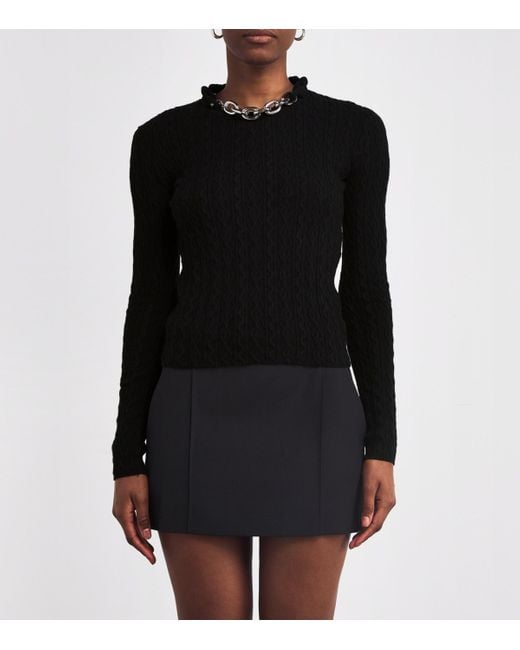 Rabanne Black Wool-Blend Embellished Top