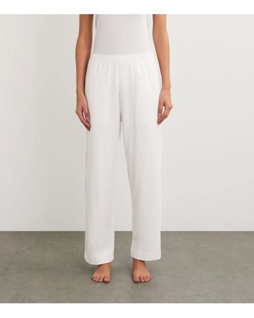Leset White Cotton Straight Trousers