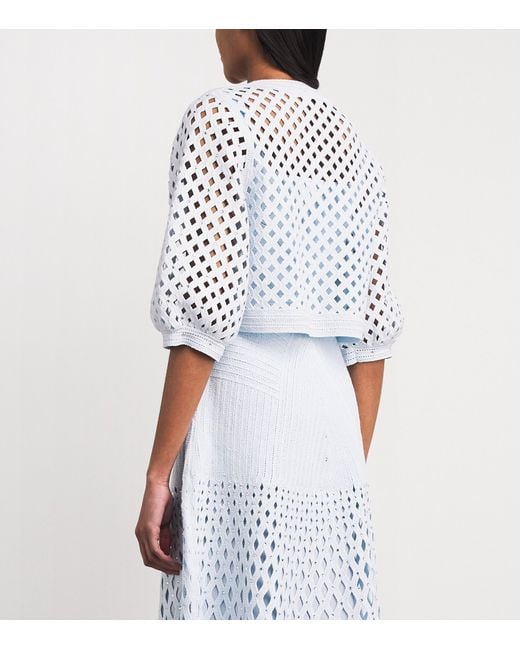 Maje White Embellished Crochet Cardigan