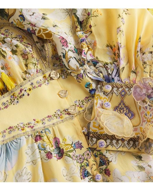 Camilla Metallic Silk Darling Buds Maxi Dress